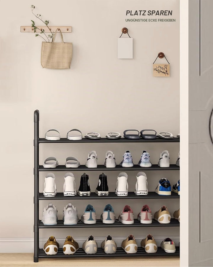 Schuhregal mit 5 Ebenen, Schuhständer aus Metall, Schuhaufbewahrung, Schuh-Organizer für 12 Paar,sta