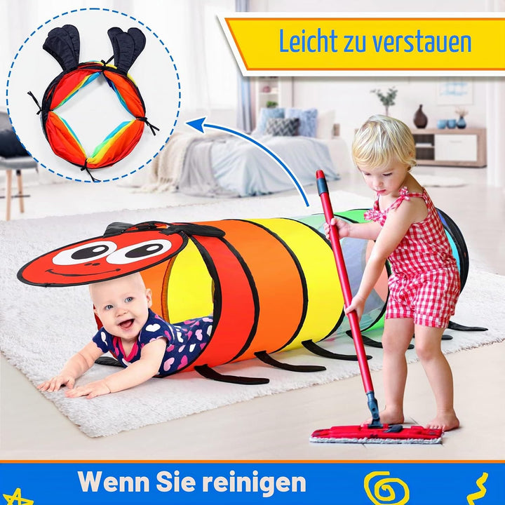 Wilwolfer Tunnel für Kinder - Spielzelt für Draussen mit Mesh-Seiten - 180cm Tunnel für Kinder motor