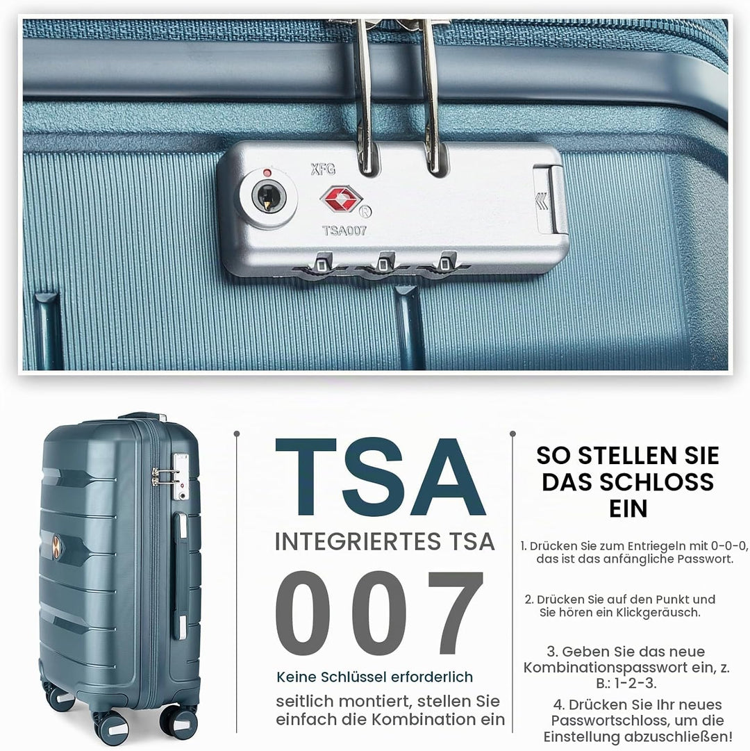 Sea choice Hartschalen Koffer Trolley Erweiterbar Kabinen Handgepäck 100% PP Leicht Reisekoffer mit