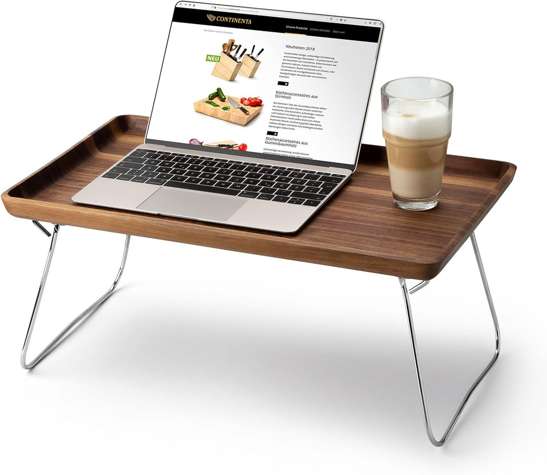 Continenta Bett-Tablett, Betttablett, Serviertablett, Frühstückstablett, Betttisch, Walnussholz, 53