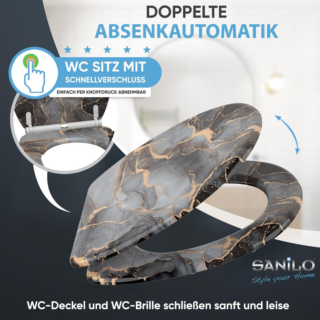 Sanilo WC Sitz mit Absenkautomatik, viele neue Toilettendeckel zur Auswahl, hochwertige Oberfläche,