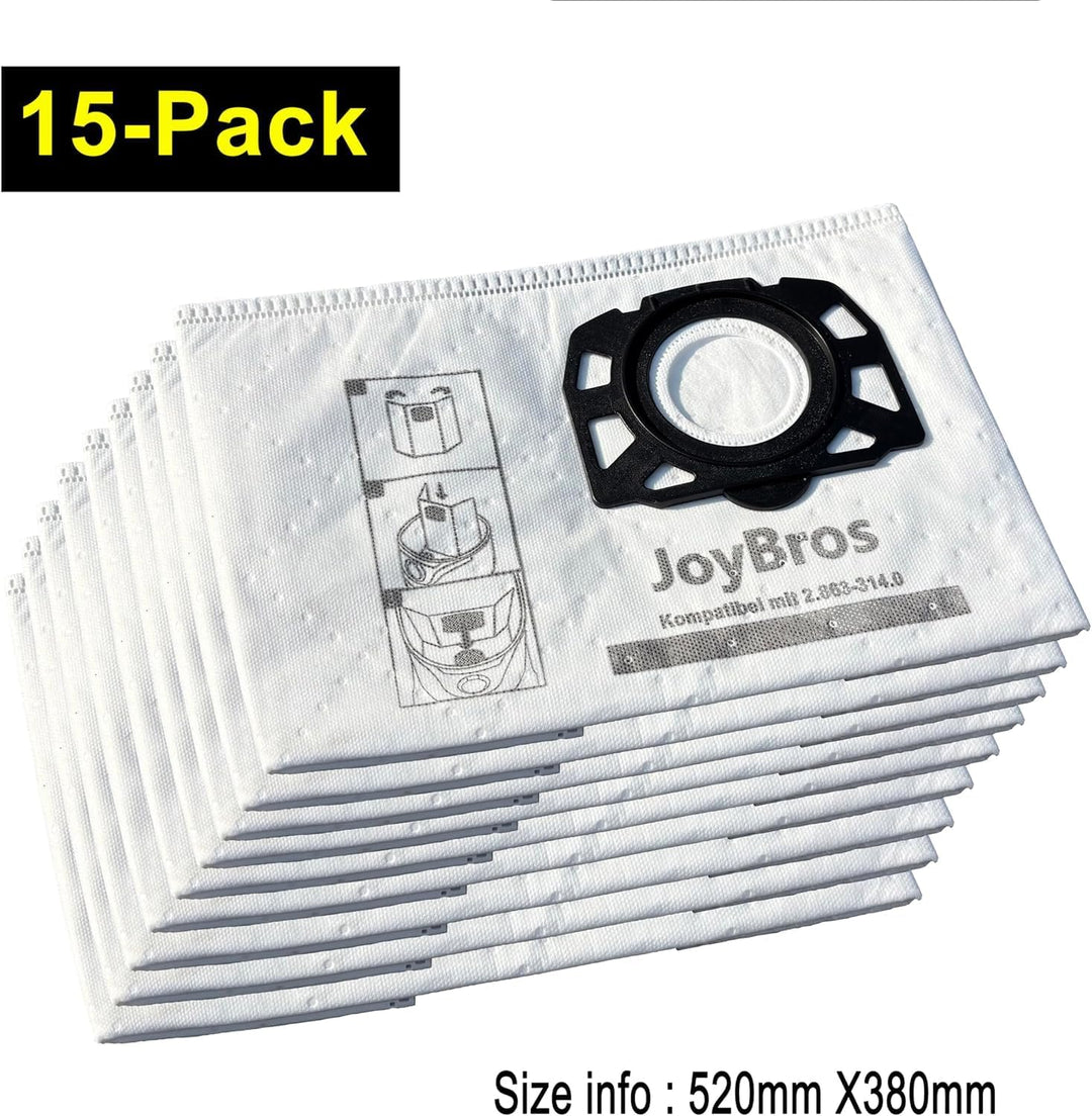 JoyBros 10 Stück Staubsaugerbeutel für Kärcher WD 3 S WD 3 V-17/4/20 KFI 357 2.863-314.0 WD 2 Plus K