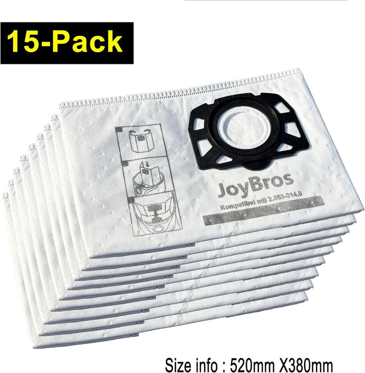 JoyBros 10 Stück Staubsaugerbeutel für Kärcher WD 3 S WD 3 V-17/4/20 KFI 357 2.863-314.0 WD 2 Plus K