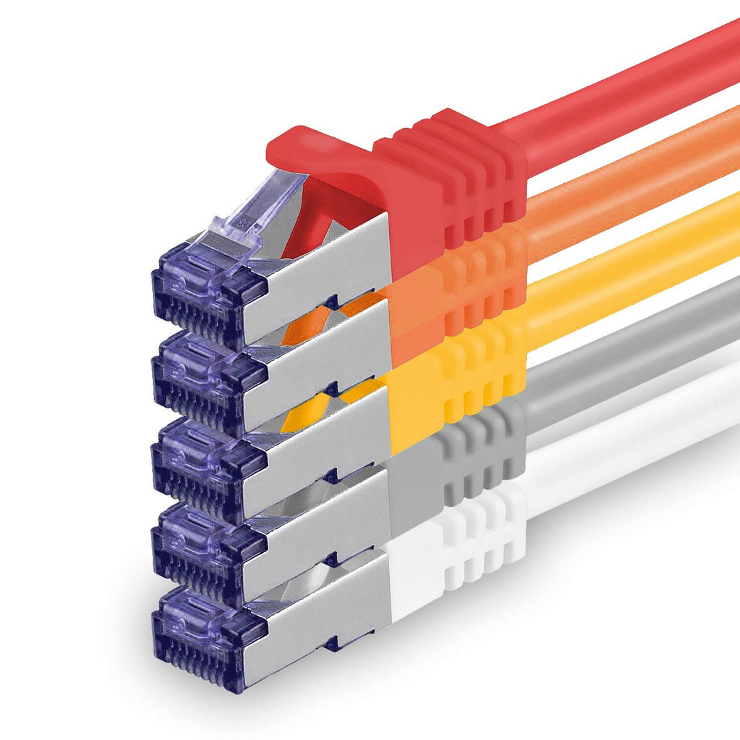 1aTTack.de 5X 2.0 M CAT7 Netzwerkkabel - 10 Gigabit - RJ45 Patchkabel Ethernet Kabel (SFTP PIMF LSZH
