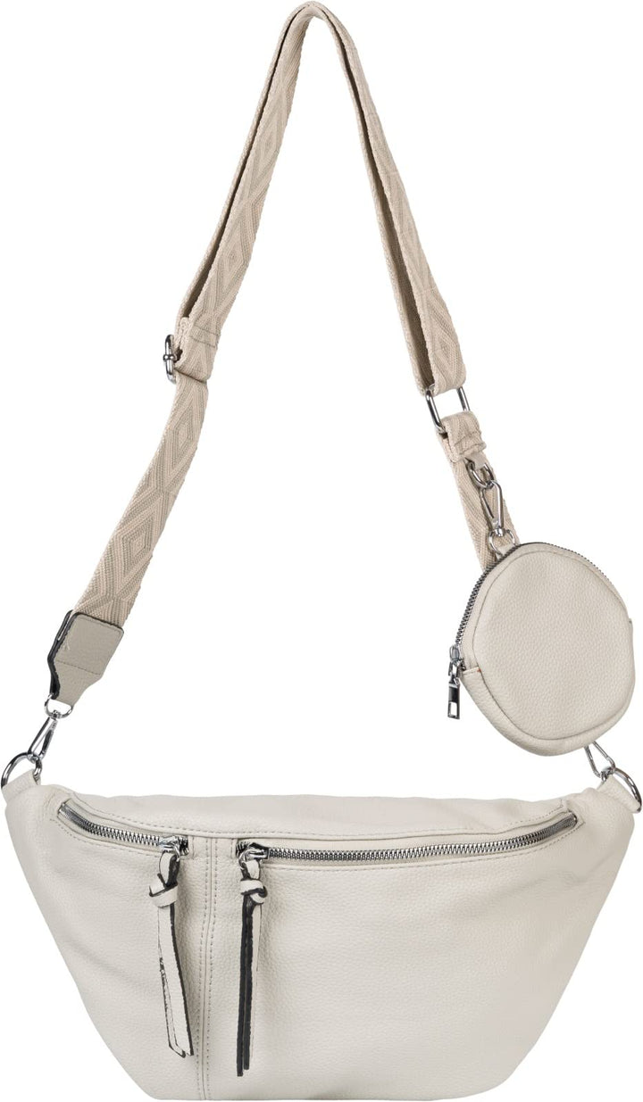 styleBREAKER Damen Halbmond Crossbody Schultertaschen Set 3-Teilig, Schultergurt mit Muster, Schlüss