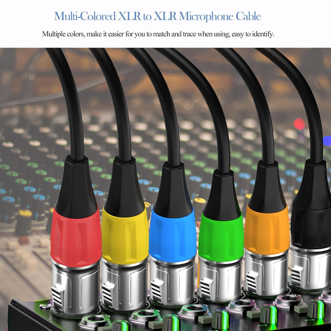 Tisino XLR Kabel Mikrofonkabel, 6-Farben-Packung XLR-Kabel, 2m 1m-6PACK, 1m-6PACK