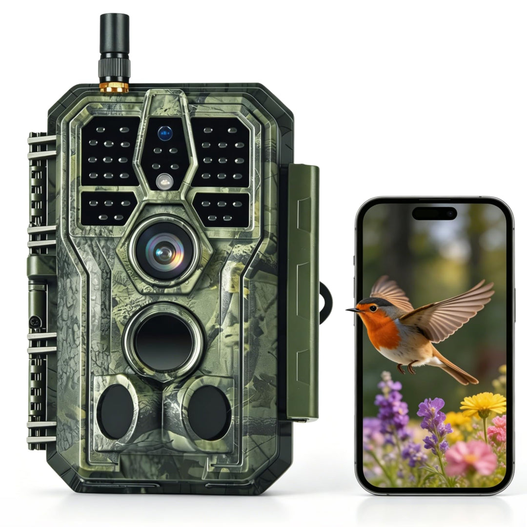 WLAN Wildkamera WiFi Wildtierkamera Nachtsichtkamera Fotofalle 32MP 1296P Verbinden druch APP Blueto