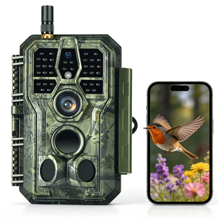 WLAN Wildkamera WiFi Wildtierkamera Nachtsichtkamera Fotofalle 32MP 1296P Verbinden druch APP Blueto