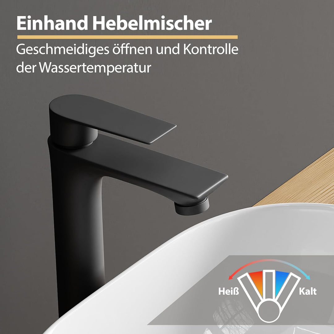 Planetmöbel Wasserhahn Bad-Mischbatterie, Waschtischarmatur mit Keramik Kartusche, Armatur für Wasch