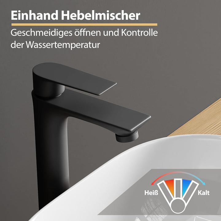 Planetmöbel Wasserhahn Bad-Mischbatterie, Waschtischarmatur mit Keramik Kartusche, Armatur für Wasch