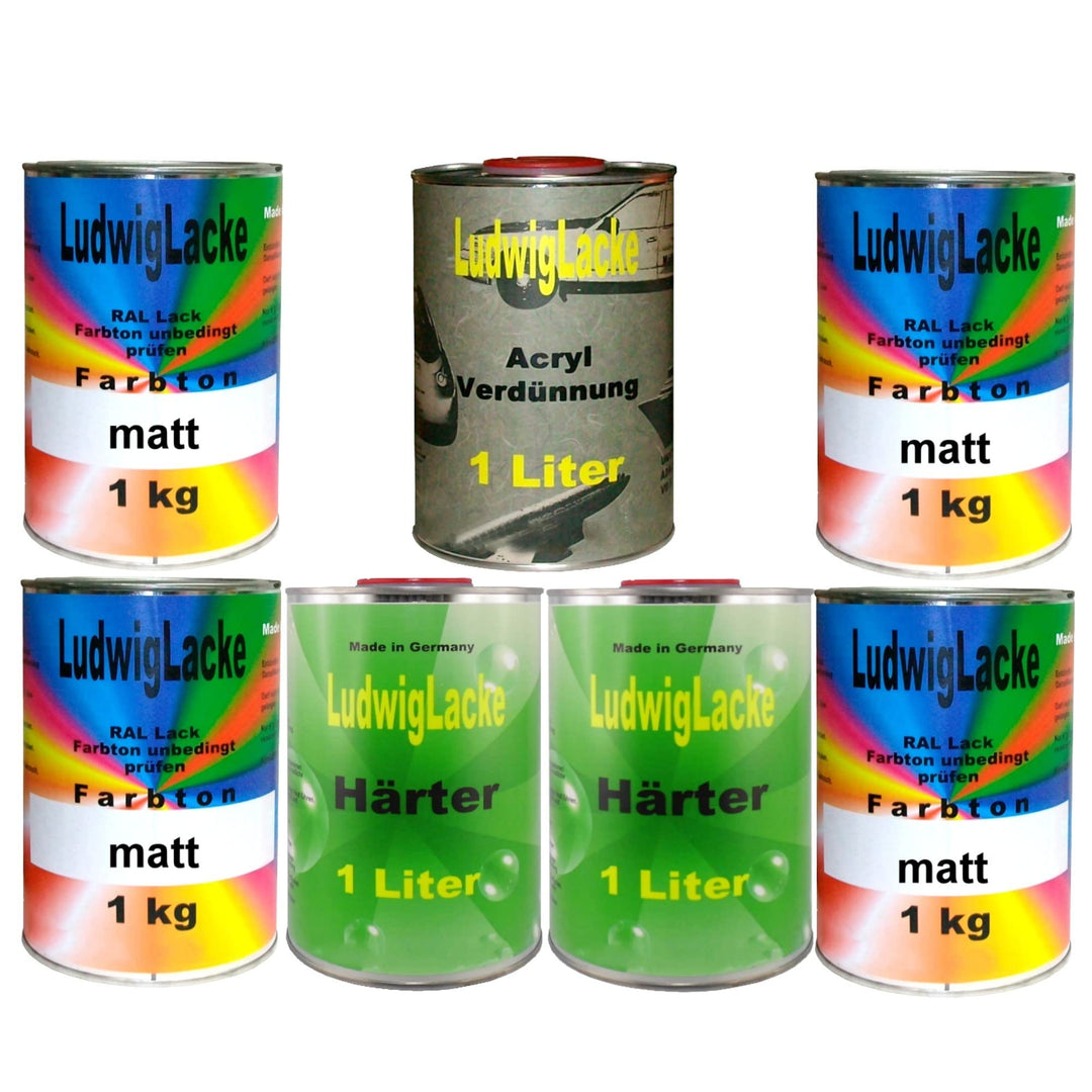 Ludwiglacke 7 kg Set Autolack mit Härter matt RAL 6014 Gelboliv