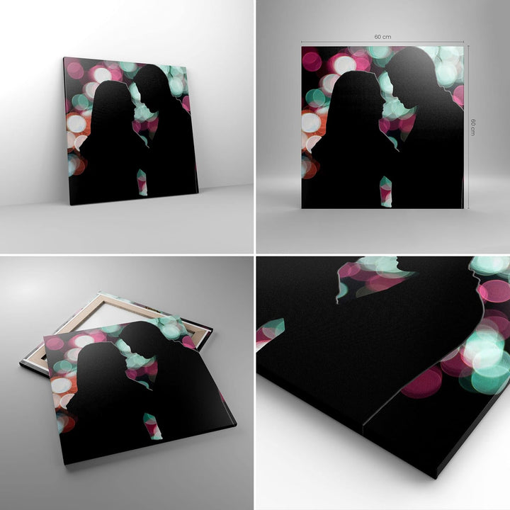 Bilder auf Leinwand Paar Liebe Beziehung Leinwandbild mit Rahmen 60x60cm Wandbilder Dekoration Wohnz