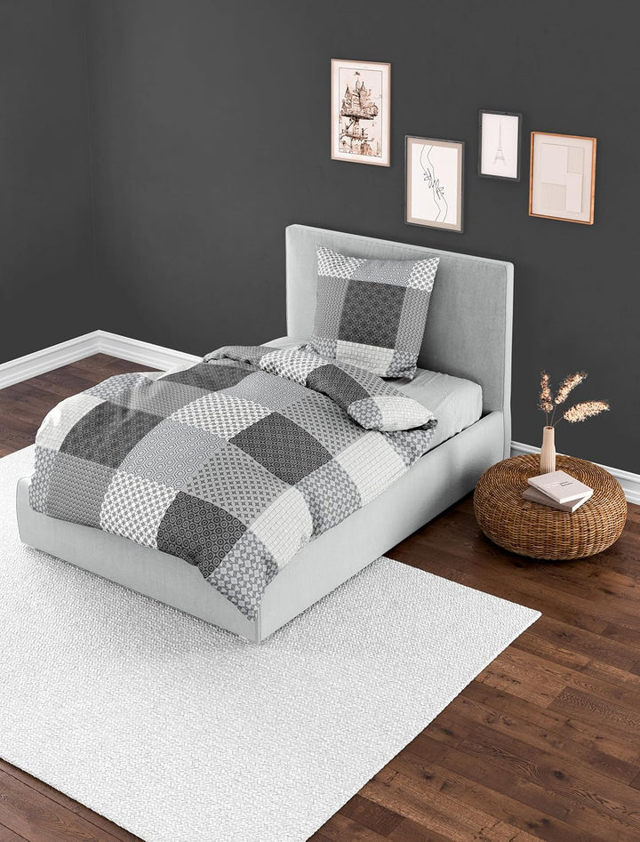 Bierbaum Bettwäsche 6277, Renforcé, 100% Baumwolle, designed in Germany, silber 15, 135 x 200 + 80 x