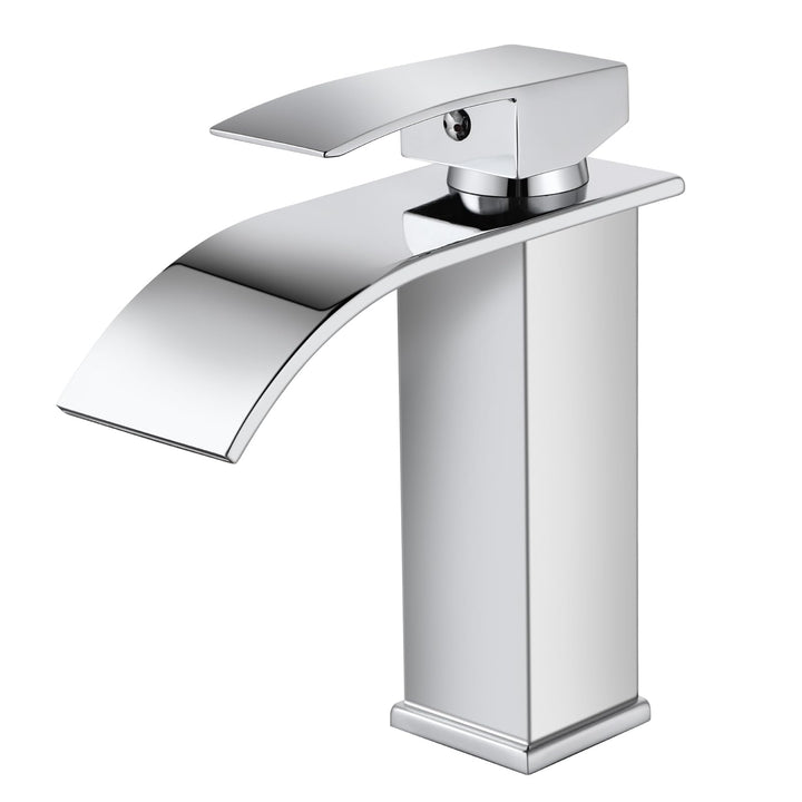 SGUVK Wasserhahn Bad Wasserfall Waschtischarmatur Chrom, Edelstahl Einhebelmischer, Heiss und Kalt e