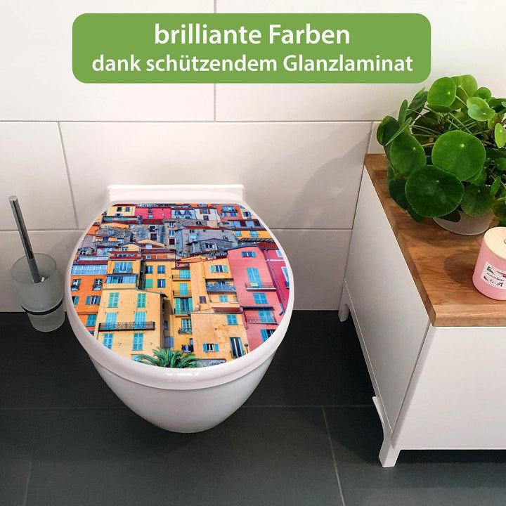 banjado Toilettendeckel mit Absenkautomatik 44,5x37cm - Soft Close Toilettensitz - WC Sitz mit Absen