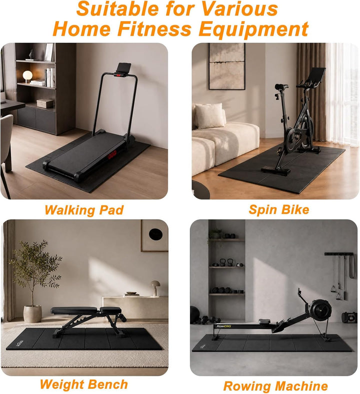 Walking Pad & Laufbandmatte, rutschfester Bodenschutz mit Geräuschdämmung, faltbare Matte aus hochdi