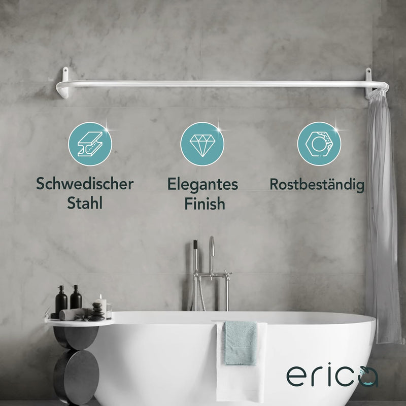 Erica – Duschvorhangstange in U-Form für Wandmontage ohne Deckenhalterung – 70x165x70 cm Duschstange