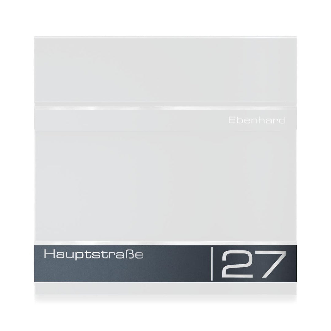 Metzler Edelstahl Briefkastenschild - V2A Edelstahl Gravur Blende für Strassennamen - Ersatzschild f