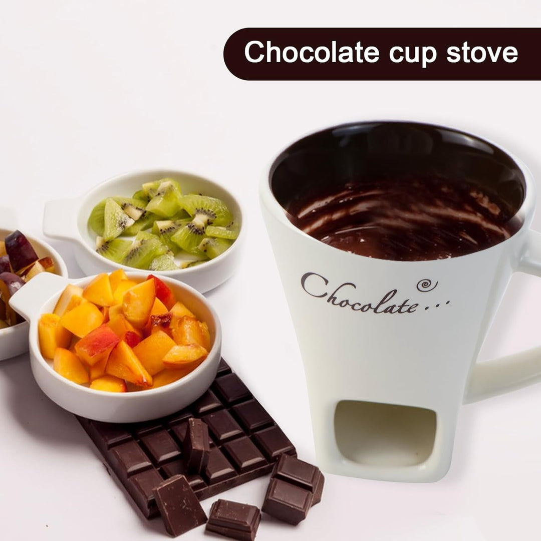 Schokofondue Tasse, 200Ml schokoladenfondue Tasse, Mehrzweck Chocolate Fondue Set mit Gabel und Teel