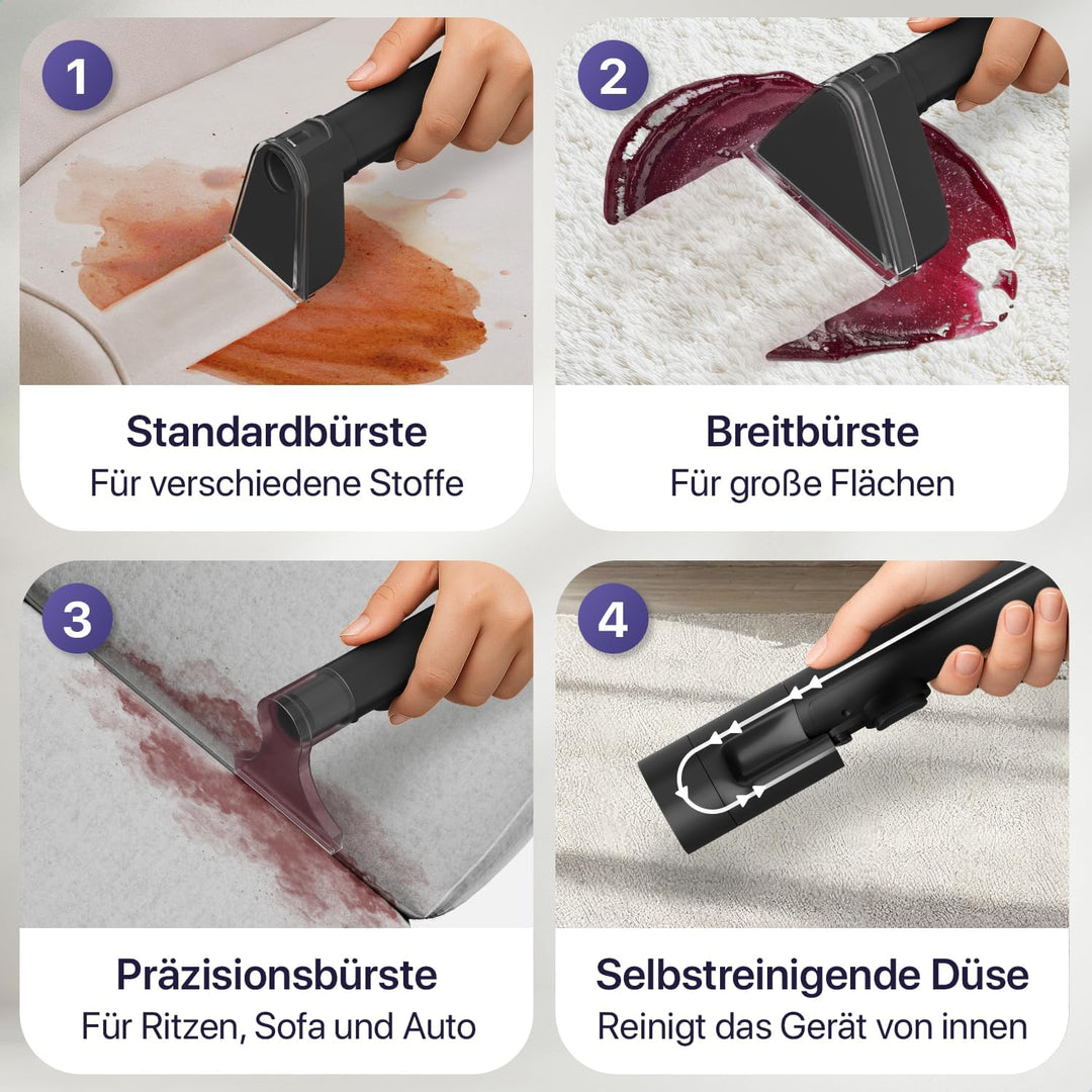 LUMAN 4 in 1 Teppichreiniger - Heizfunktion und Selbstreinigung - Fleckenreiniger - Sitzreiniger - R