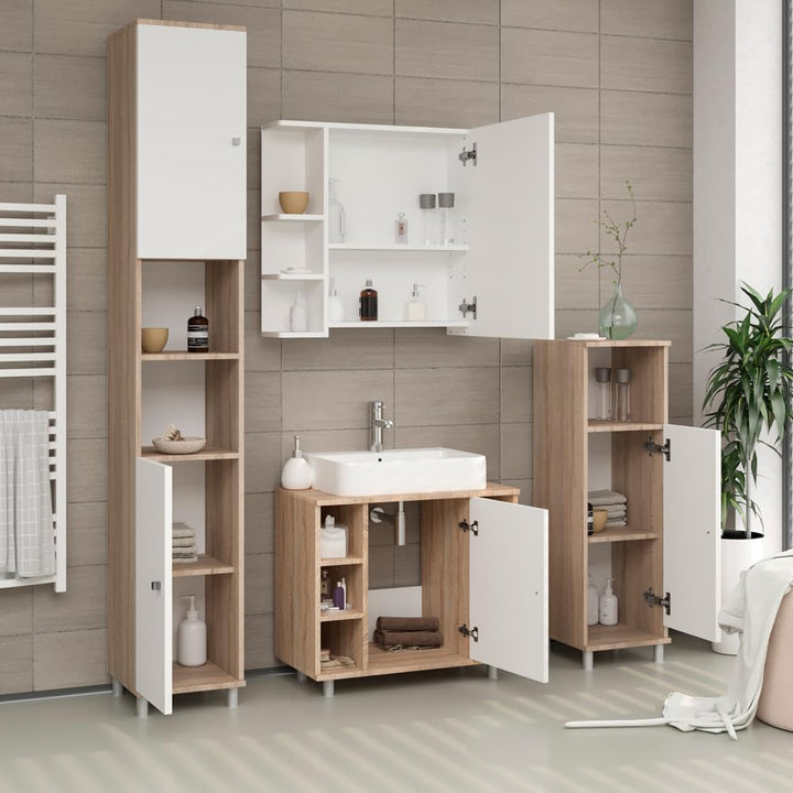 Vicco Midischrank Fynn, Weiss/Sonoma/Sonoma, 30 x 95 cm Weiss/Sonoma 95 x 30 cm, Weiss/Sonoma 95 x 3