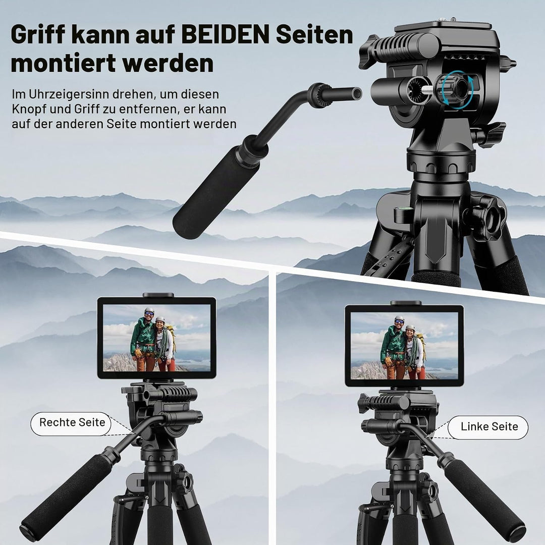 JOILCAN Kamera Stativ Ständer 190cm, Leichtes Dreibeinstativ mit Handy/Tablette Halterung für Smartp