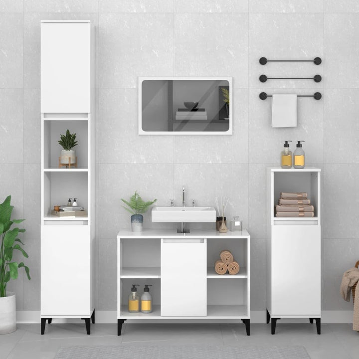 vidaXL Waschbeckenunterschrank, Badschrank mit 5 Fächern, Waschtisch Unterschrank mit Metallfüssen T