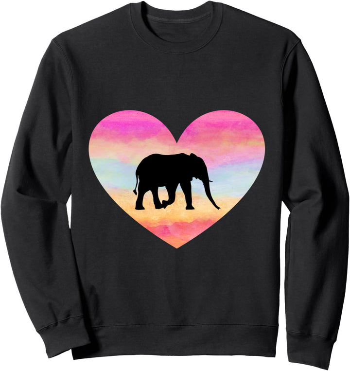 Ich Liebe Elefantenherz Bunte Frauen Mädchen Silhouette Sweatshirt