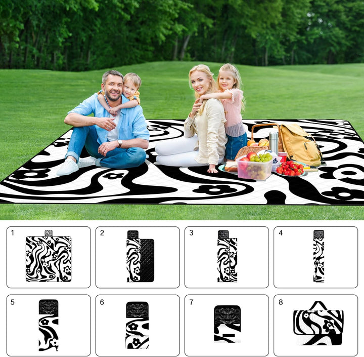 Picknickdecke 200x200 cm, Spiralmuster | Wasserdicht, Sandfrei, 3-lagiges Polyester, Faltbar & Wasch