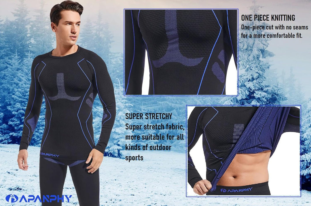 Apanphy® Thermounterwäsche Herren Atmungsaktiv Thermoaktiv Funktionswäsche Herren Schnelltrocknendes