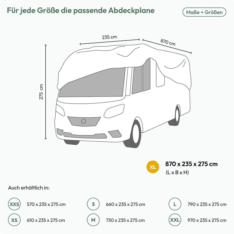 TRAVORA - Wohnmobil Schutzhülle - wetterfeste Wohnmobilabdeckungen - hochwertige Wohnmobil Abdeckpla