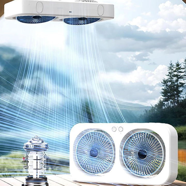 Schreibtischventilator,Luftkühler Mit Doppelkopf-Design & Tragbar - USB-Aufladbarer Leiser Ventilato