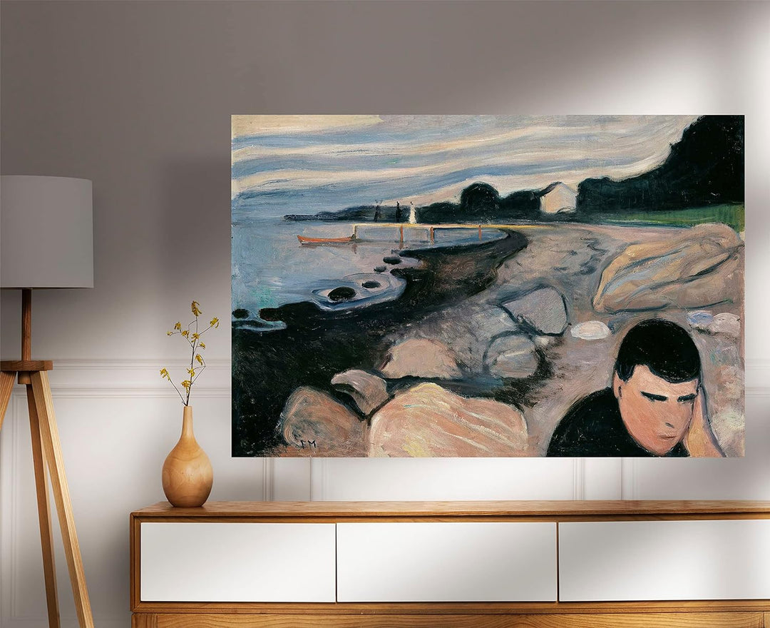 1892 Melancholy von Edvard Munch Leinwand-Kunstdrucke, gerahmtes Poster, Bilder, Heimbüro, Dekoratio