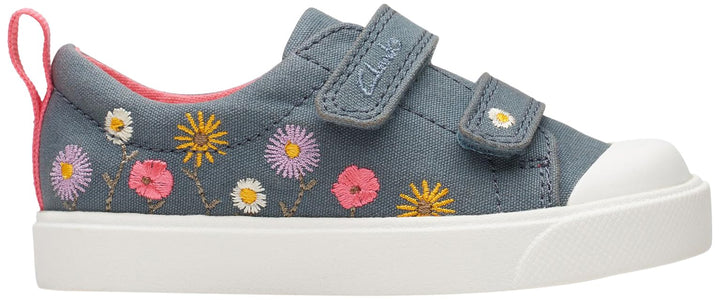 Clarks Mädchen City Bright T Sneaker Niedrig 20 EU Blue Floral Txt, 20 EU Blue Floral Txt