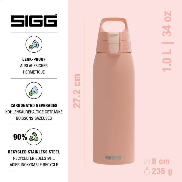 SIGG - Edelstahl Trinkflasche - Shield ONE - Für Kohlensäurehaltige Getränke Geeignet - Auslaufsiche