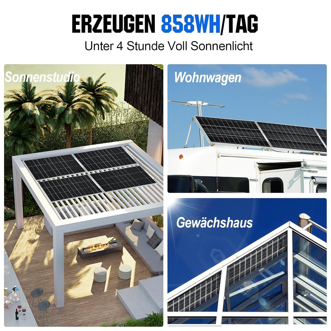 ECO-WORTHY 195W Bifacial Solarpanel 18V, Monokristallin Solarmodul für 12V Batterien, Photovoltaik,