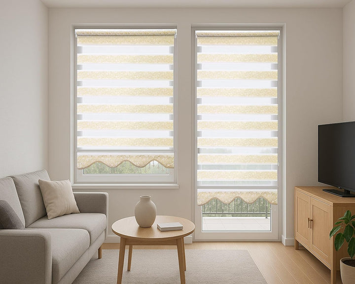 Brillant Doppelrollo Klemmfix ohne Bohren Gold Beige 200 x 70 cm (Länge x Breite) Duorollo Blickdich