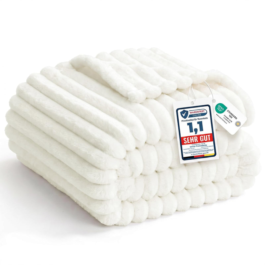WAVVE Kuscheldecke Flauschig Decke - 150x200cm - Cream - Weiche Flanell Fleecedecke, Sofadecke & Cou