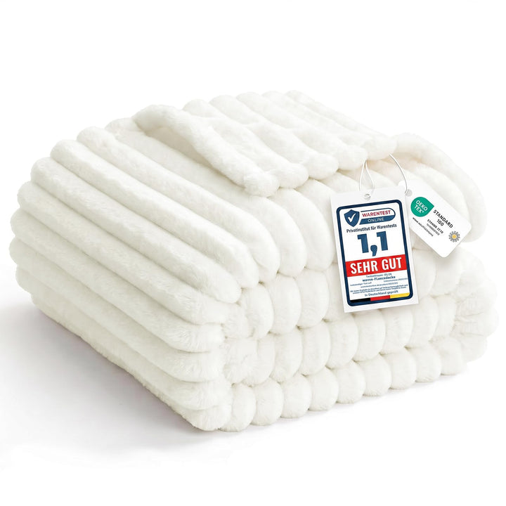 WAVVE Kuscheldecke Flauschig Decke - 150x200cm - Cream - Weiche Flanell Fleecedecke, Sofadecke & Cou
