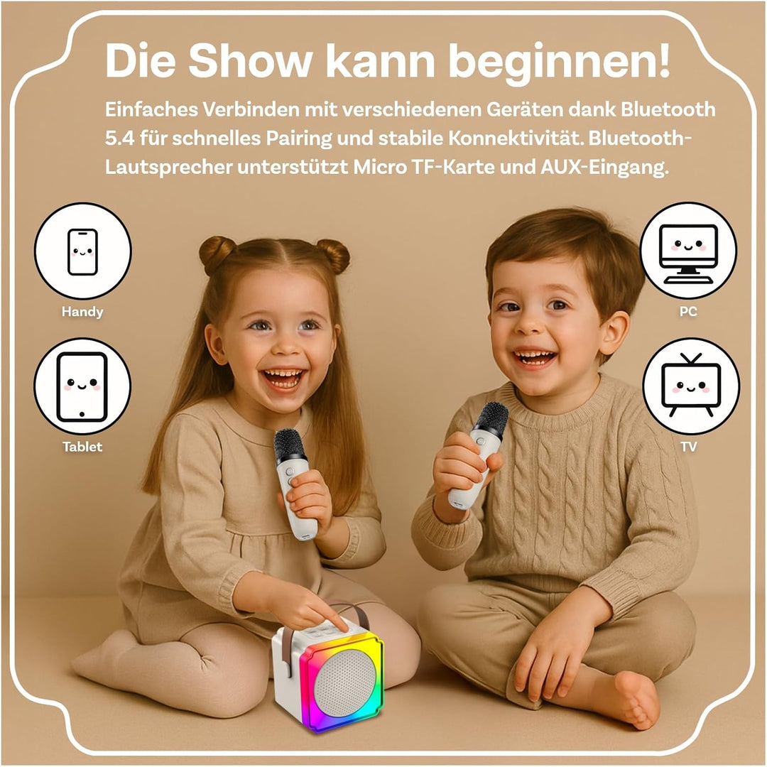 Karaoke Maschine Kinder mit 2 Mikrofon von MMOBIEL – Mini Karaoke Maschine, Tragbare Bluetooth Lauts