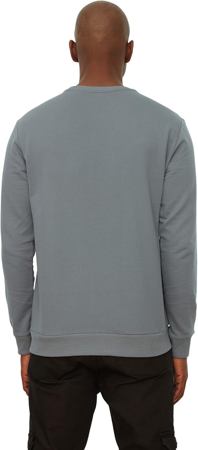 TRENDYOL Herren Anthrazit Männlich Regulärer Fit Langarm Fahrradkragen Gedruckt Sweatshirt M Anthrac