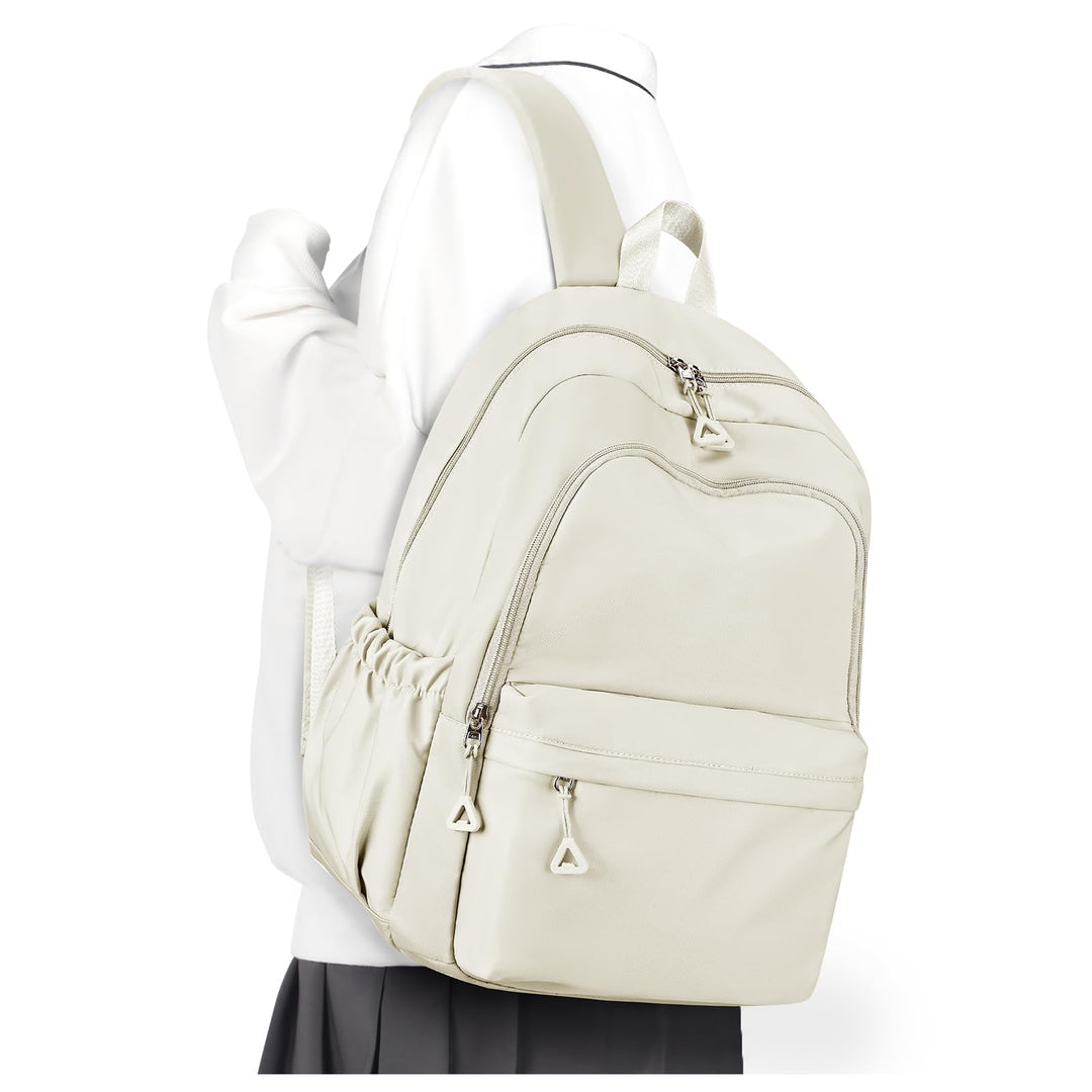 Schulrucksack Teenager Mädchen Jungen Schultasche Rucksack Schule Beige | School Bag Backpack Laptop