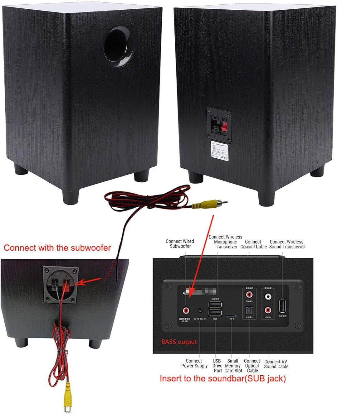 VBESTLIFE 6,5-Zoll-Passiv-Subwoofer, 100-W-Hochleistungs-MDF-Lautsprecher für Tiefe Bässe, mit Boden