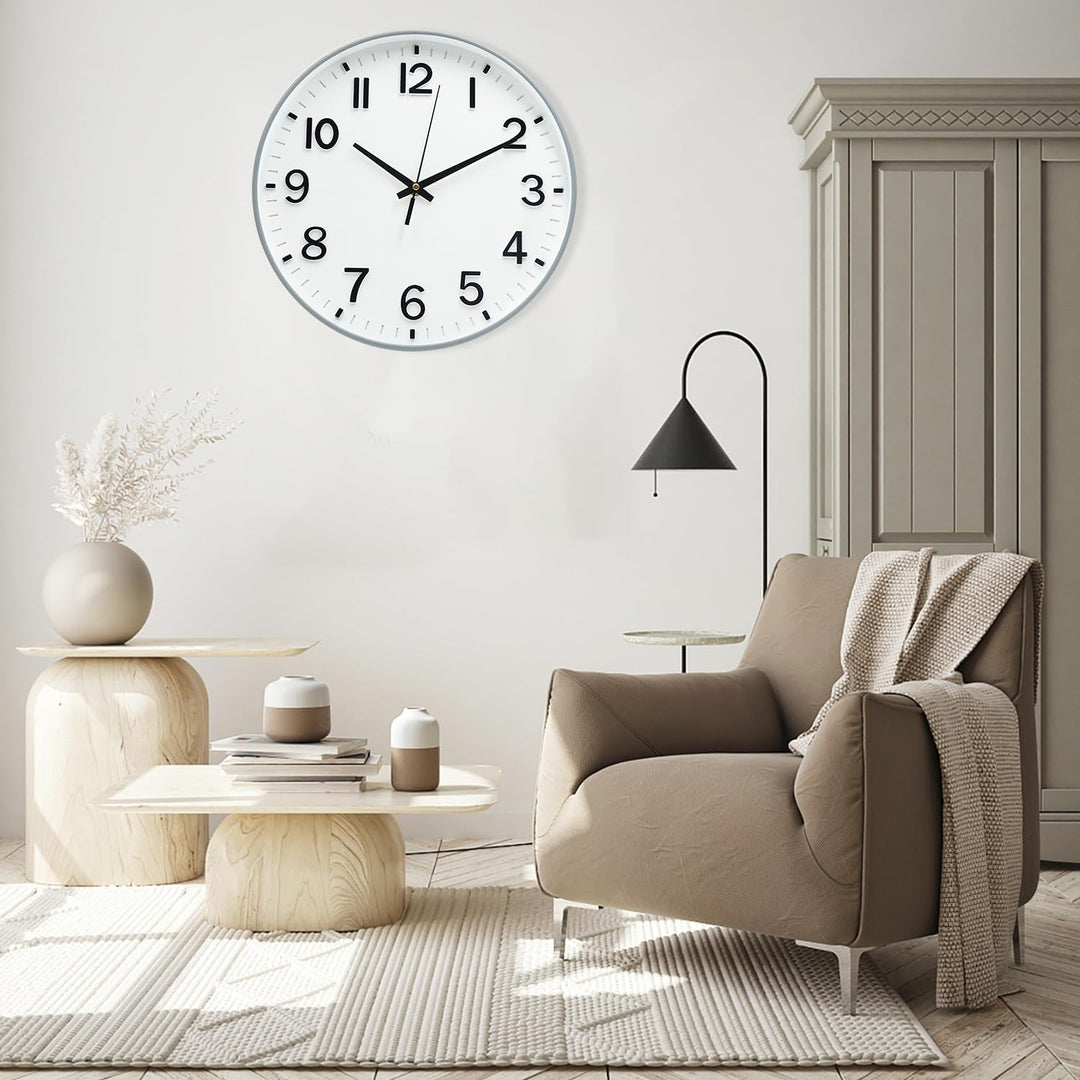 HZDHCLH 30cm Lautlos Wanduhr Schleichende Sekunde mit Arabisch Ziffer ohne Ticken für Dekoration Woh
