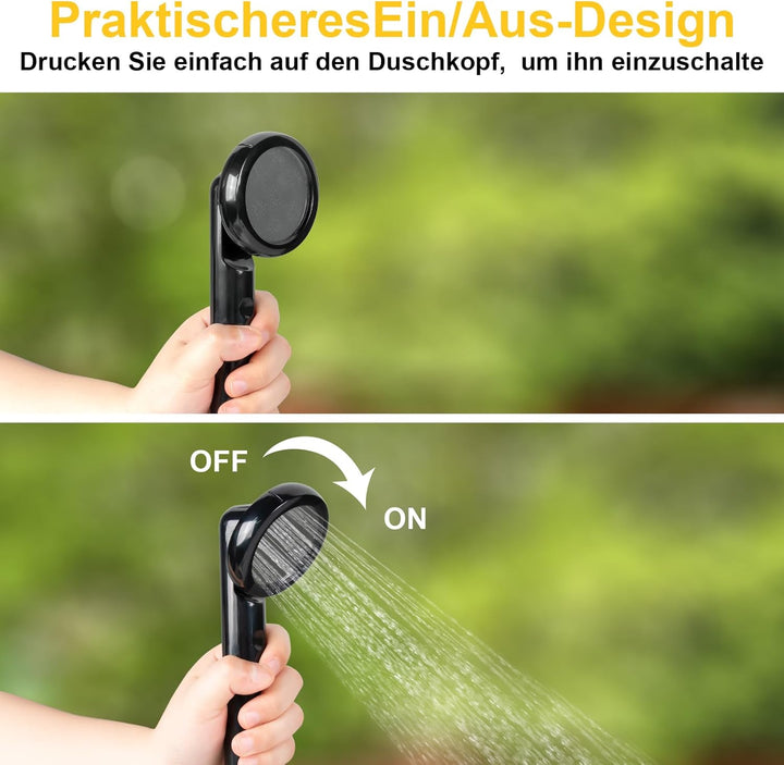 LIBERRWAY Campingdusche mit Pumpe, Camping Dusche Set mit Wiederaufladbarer Akku/Jetkopf, 2m Dusches