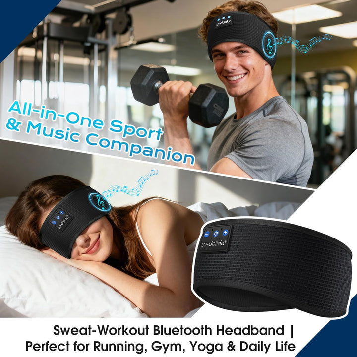 LC-dolida Schlafkopfhörer Bluetooth Stirnband Sport-Kopfhörer, Kabellos Kopfhörer zum Schlafen 15+ S