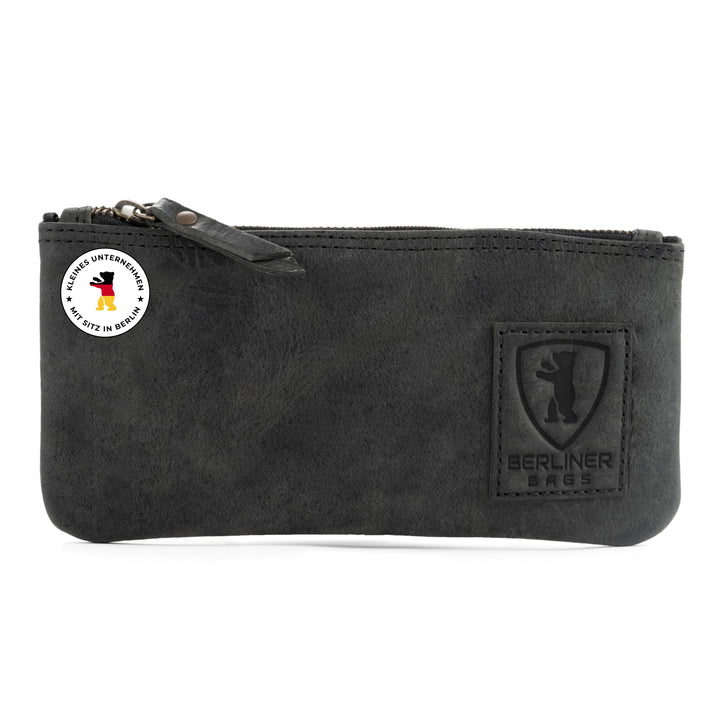Berliner Bags Vintage Federmäppchen Etui aus Leder mit YKK-Reissverschluss, Robuste Federmappe für S
