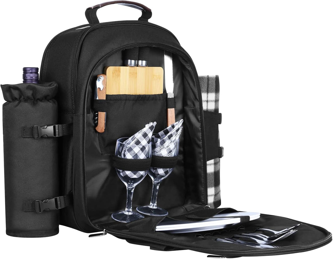 Sunflora Picknick Rucksack Set 2 Personen mit Isoliertem Kühlung und Decke, Picknickkorb 2 Personen