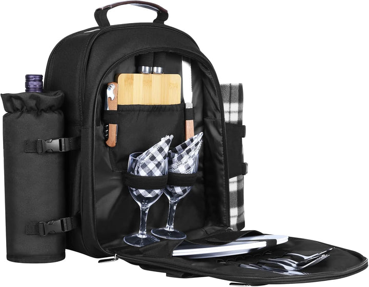 Sunflora Picknick Rucksack Set 2 Personen mit Isoliertem Kühlung und Decke, Picknickkorb 2 Personen
