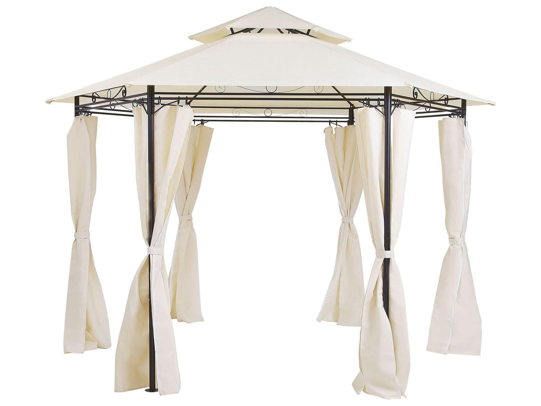 Garten-Pavillon mit Dach und Seitenwänden beige rund moderner Stil Portel